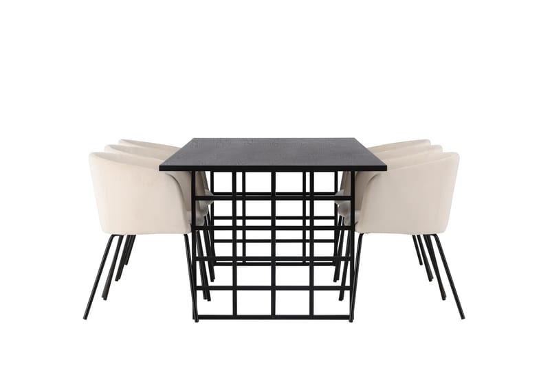 Ystad Matgrupp  220 cm Rektangulär med 6 Berit stolar - Beige - Möbler - Bord & matgrupper - Matgrupper