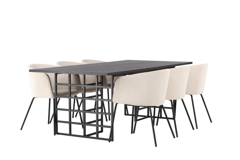 Ystad Matgrupp  220 cm Rektangulär med 6 Berit stolar - Beige - Möbler - Bord & matgrupper - Matgrupper