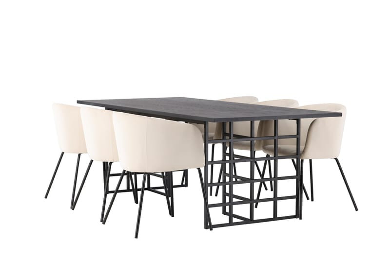 Ystad Matgrupp  220 cm Rektangulär med 6 Berit stolar - Beige - Möbler - Bord & matgrupper - Matgrupper