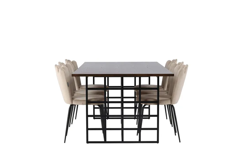 Ystad Matgrupp 220 cm Rektangulär med 6 Limhamn stolar - Beige - Möbler - Bord & matgrupper - Matgrupper