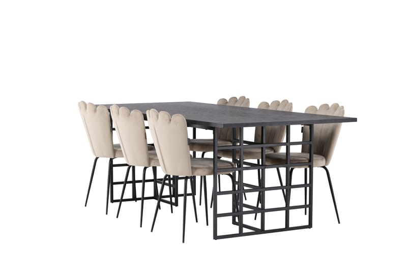 Ystad Matgrupp  220 cm Rektangulär med 6 Limhamn stolar - Beige - Möbler - Bord & matgrupper - Matgrupper