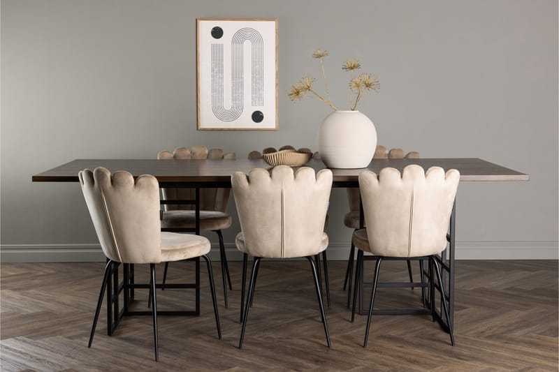 Ystad Matgrupp 220 cm Rektangulär med 6 Limhamn stolar - Beige - Möbler - Bord & matgrupper - Matgrupper