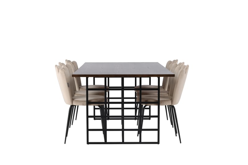 Ystad Matgrupp 220 cm Rektangulär med 6 Limhamn stolar - Beige - Möbler - Bord & matgrupper - Matgrupper