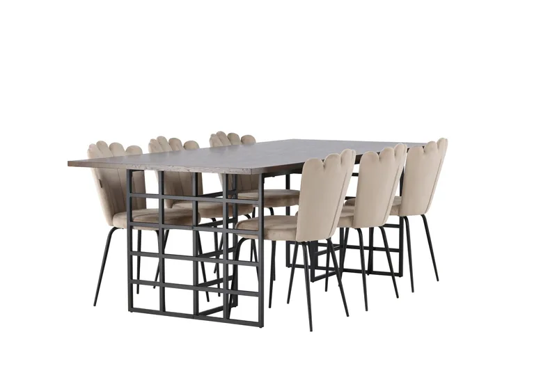 Ystad Matgrupp 220 cm Rektangulär med 6 Limhamn stolar - Beige - Möbler - Bord & matgrupper - Matgrupper