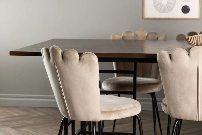 Ystad Matgrupp 220 cm Rektangulär med 6 Limhamn stolar - Beige - Möbler - Bord & matgrupper - Matgrupper