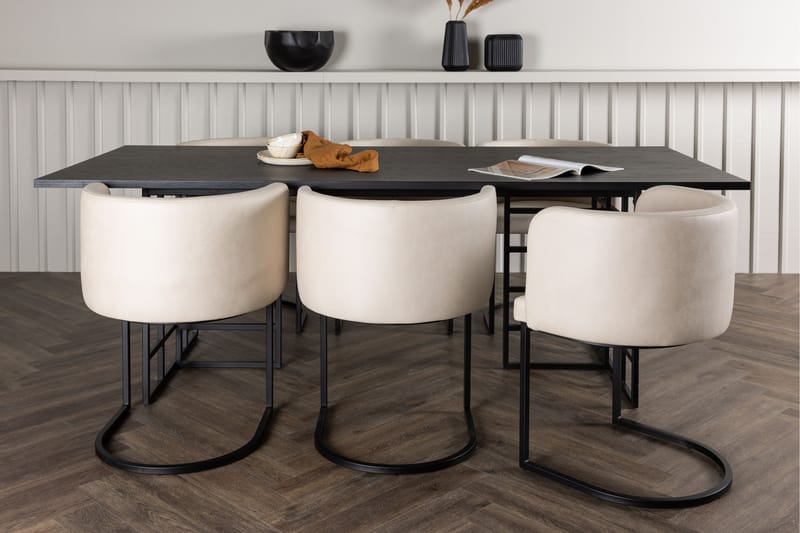 Ystad Matgrupp  220 cm Rektangulär med 6 Simrishamn stolar - Beige - Möbler - Bord & matgrupper - Matgrupper