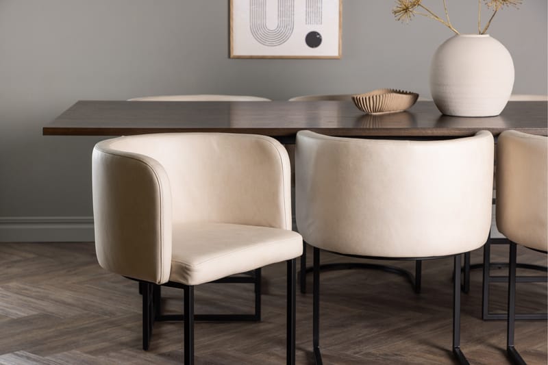 Ystad Matgrupp 220 cm Rektangulär med 6 Simrishman stolar - Beige - Möbler - Bord & matgrupper - Matgrupper