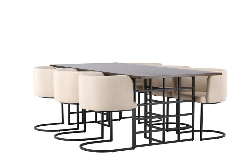 Ystad Matgrupp 220 cm Rektangulär med 6 Simrishman stolar - Beige - Möbler - Bord & matgrupper - Matgrupper