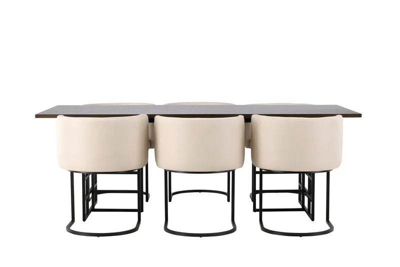 Ystad Matgrupp 220 cm Rektangulär med 6 Simrishman stolar, Beige