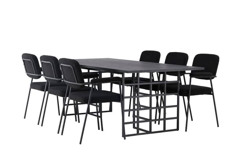 Ystad Matgrupp  220 cm Rektangulär med 6 Yesterday stolar - Svart - Möbler - Bord & matgrupper - Matgrupper