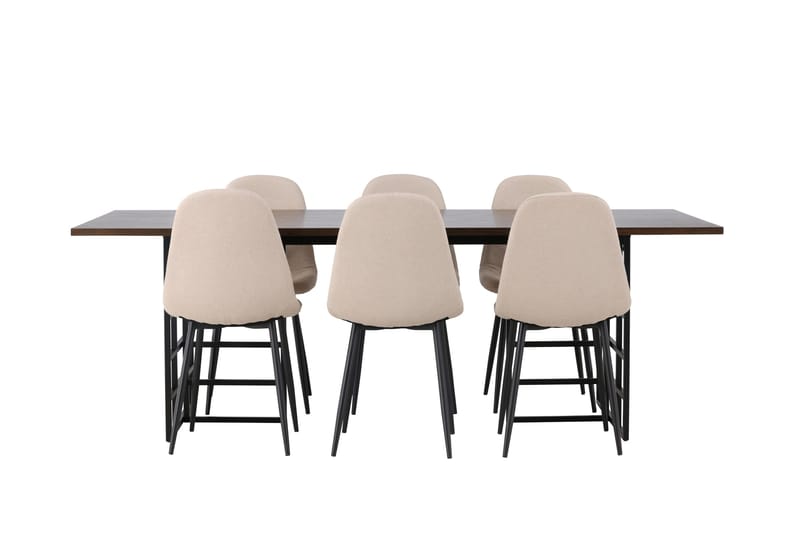 Ystad Matgrupp 220 cm Rektangulär med 6 Polar stolar, Beige