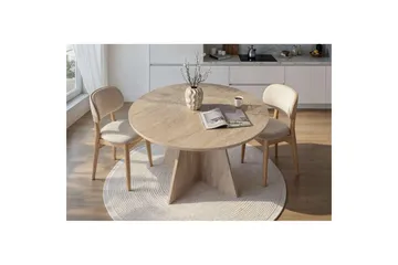 Zalen Runt Matbord 120 cm med Valnöts- och Travertinutseende - Beige - Möbler - Bord & matgrupper - Matbord & köksbord