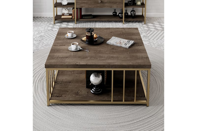 Zenn Soffbord 90x90 cm Brun/Guld - Hanah Home - Möbler - Bord & matgrupper - Soffbord