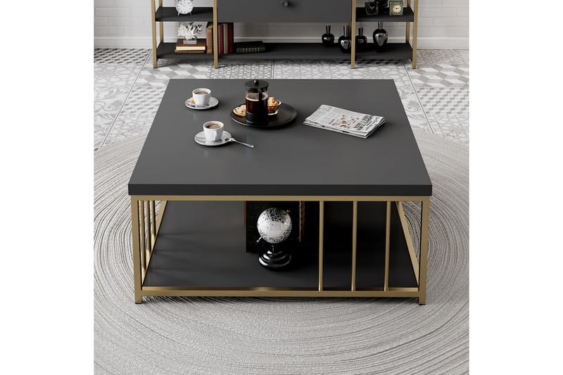 Zenn Soffbord 90x90 cm Svart/Guld - Hanah Home - Soffbord