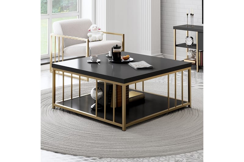 Zenn Soffbord 90x90 cm Svart/Guld - Hanah Home - Soffbord