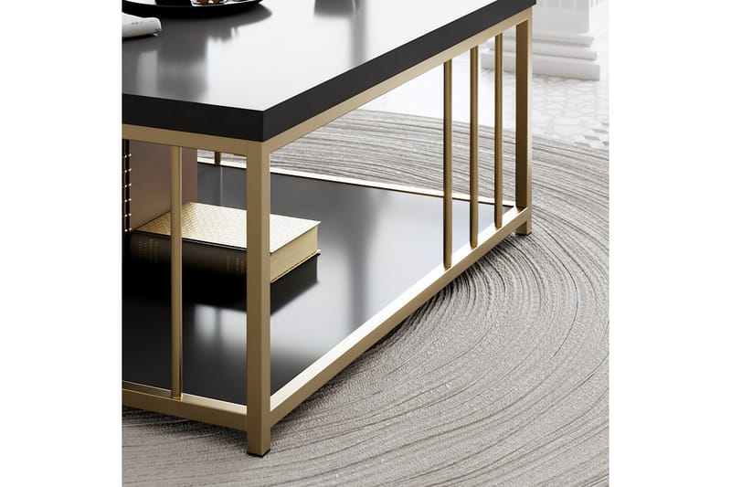 Zenn Soffbord 90x90 cm Svart/Guld - Hanah Home - Soffbord