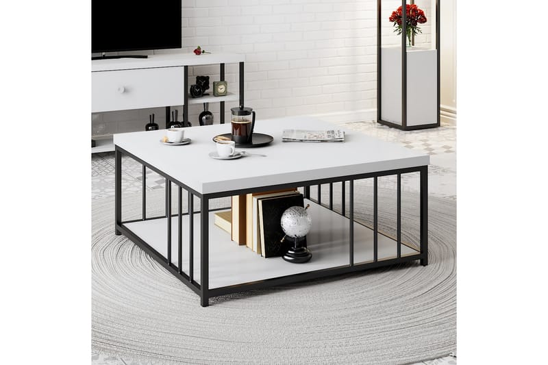 Zenn Soffbord 90x90 cm Vit/Svart - Hanah Home - Soffbord