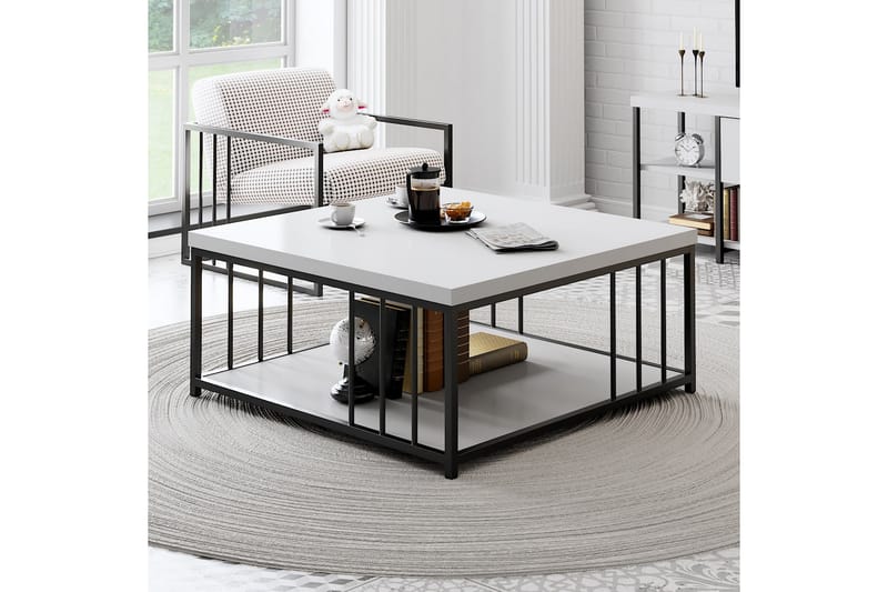Zenn Soffbord 90x90 cm Vit/Svart - Hanah Home - Möbler - Bord & matgrupper - Soffbord
