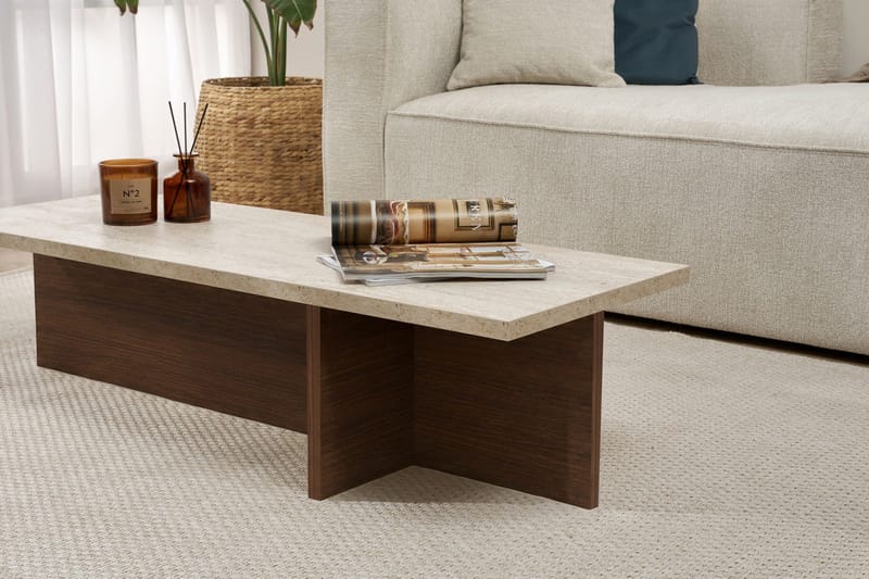 Zephral Soffbord 120x30x45 cm - Travertin, Milano Walnut - Möbler - Bord & matgrupper - Soffbord
