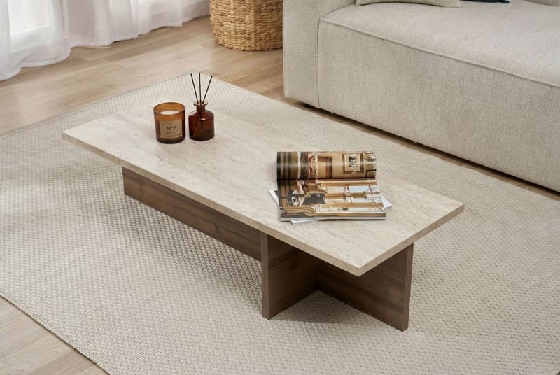 Zephral Soffbord 120x30x45 cm - Travertin, Milano Walnut - Möbler - Bord & matgrupper - Soffbord