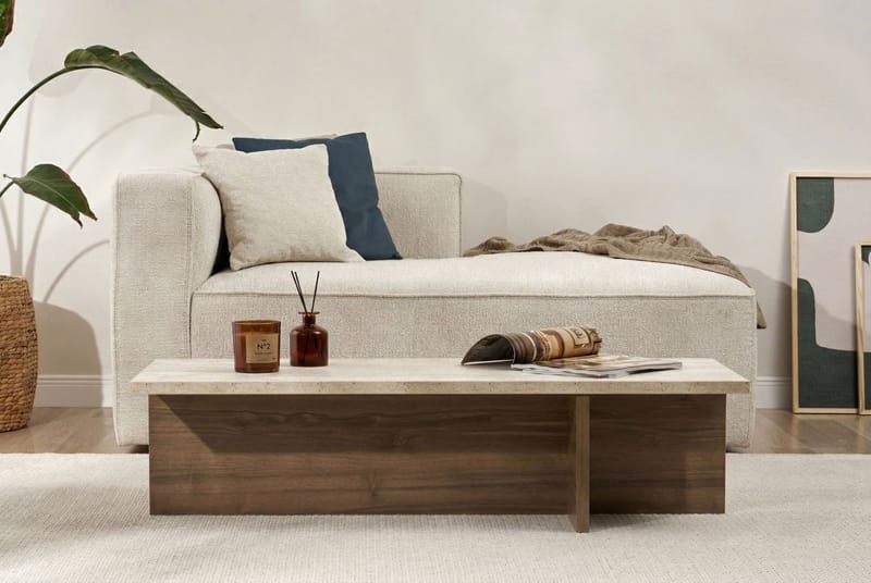 Zephral Soffbord 120x30x45 cm - Travertin, Milano Walnut - Möbler - Bord & matgrupper - Soffbord