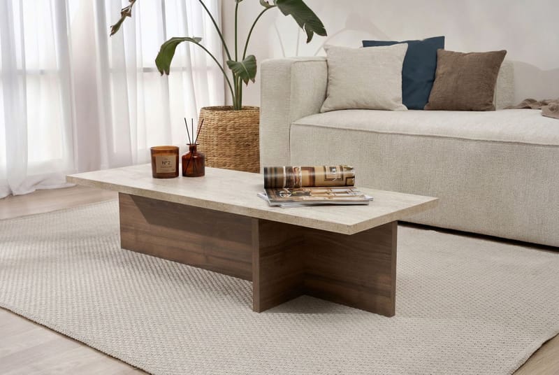 Zephral Soffbord 120x30x45 cm - Travertin, Milano Walnut - Möbler - Bord & matgrupper - Soffbord