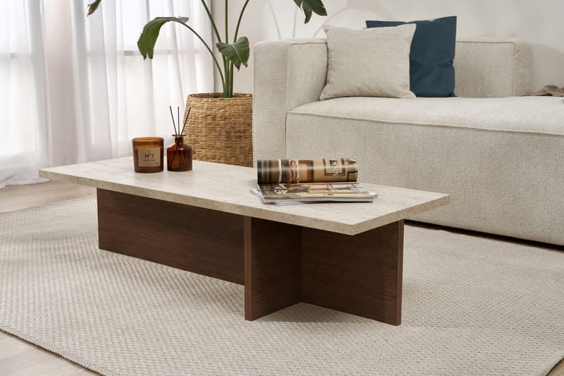 Zephral Soffbord 120x30x45 cm - Travertin, Milano Walnut - Möbler - Bord & matgrupper - Soffbord