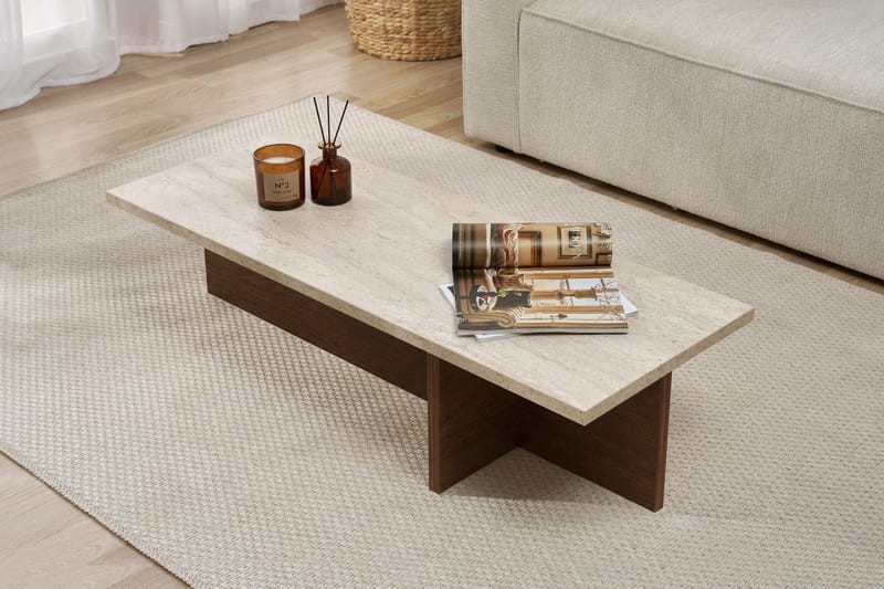 Zephral Soffbord 120x30x45 cm - Travertin, Milano Walnut - Möbler - Bord & matgrupper - Soffbord