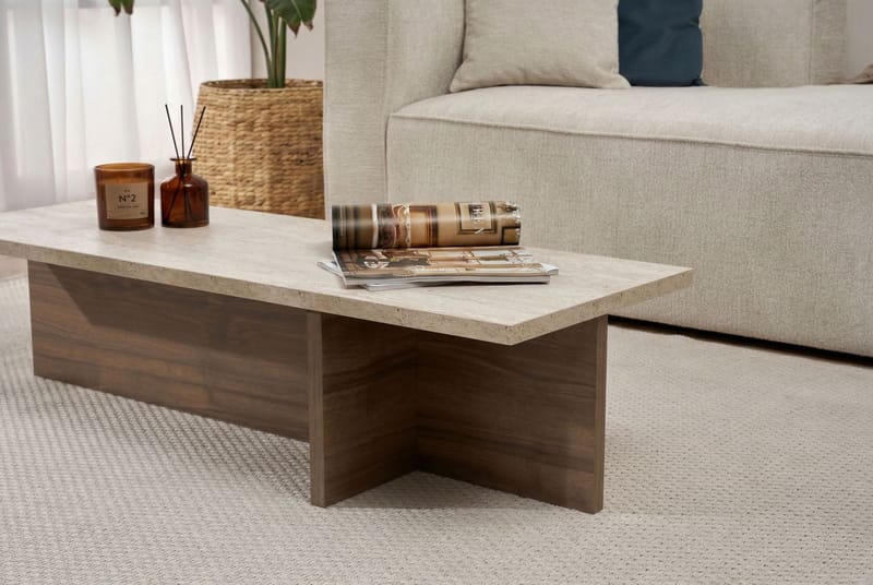 Zephral Soffbord 120x30x45 cm - Travertin, Milano Walnut - Möbler - Bord & matgrupper - Soffbord