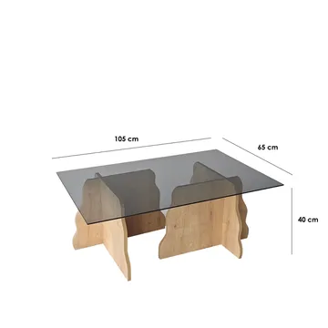 Zevric Soffbord 65x105 cm Rektangulär Glas - Safir Ek Och Rökt - Möbler - Bord & matgrupper - Soffbord