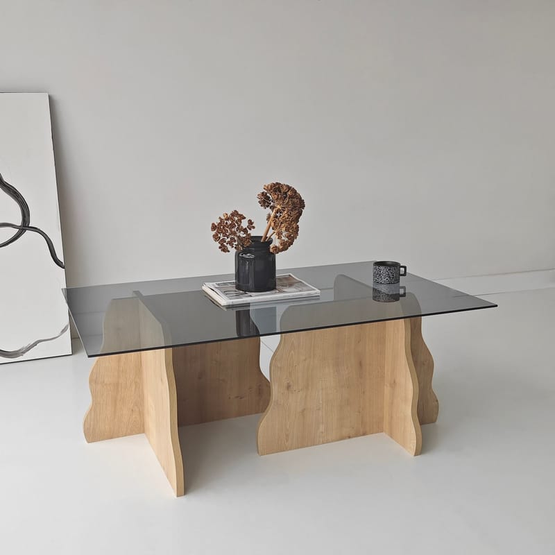 Zevric Soffbord 65x105 cm Rektangulär Glas - Safir Ek Och Rökt - Möbler - Bord & matgrupper - Soffbord