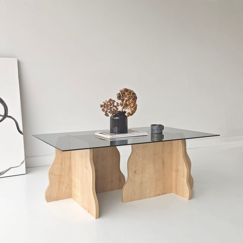 Zevric Soffbord 65x105 cm Rektangulär Glas - Safir Ek Och Rökt - Möbler - Bord & matgrupper - Soffbord