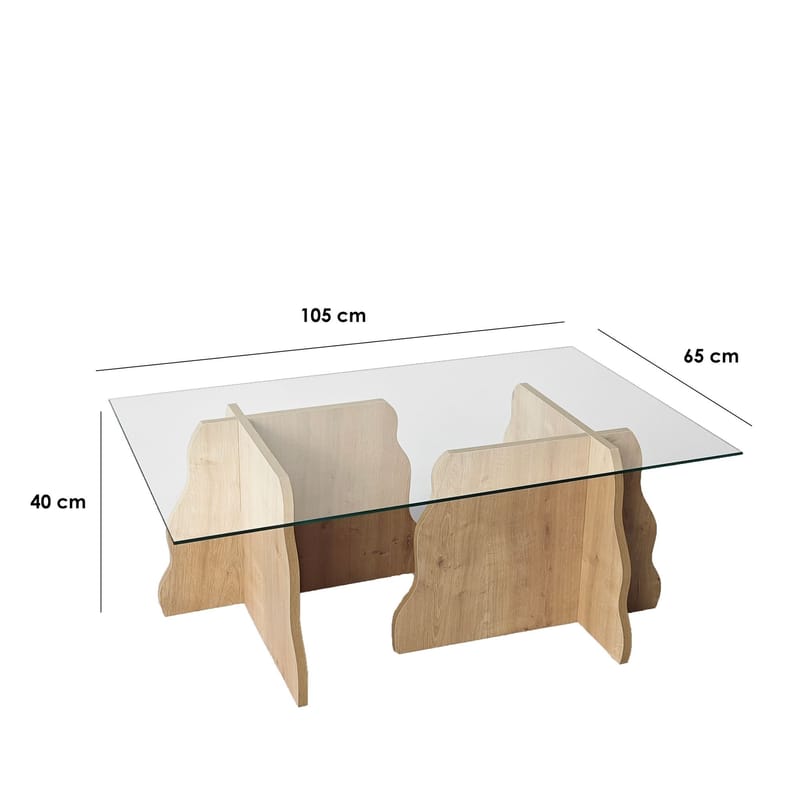Zevric Soffbord 65x105 cm Rektangulär Glas - Safir Ek Och Transparent - Möbler - Bord & matgrupper - Soffbord