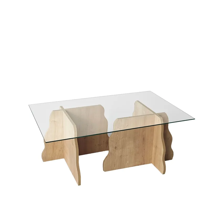 Zevric Soffbord 65x105 cm Rektangulär Glas, Safir Ek Och Transparent