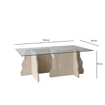 Zevric Soffbord 65x105 cm Rektangulär Glas - Travertin Och Transparent - Möbler - Bord & matgrupper - Soffbord