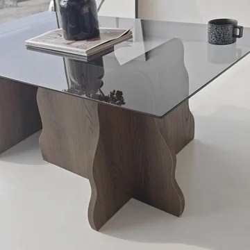 Zevric Soffbord 65x105 cm Rektangulär Glas - Valnöt Och Rökt - Möbler - Bord & matgrupper - Soffbord