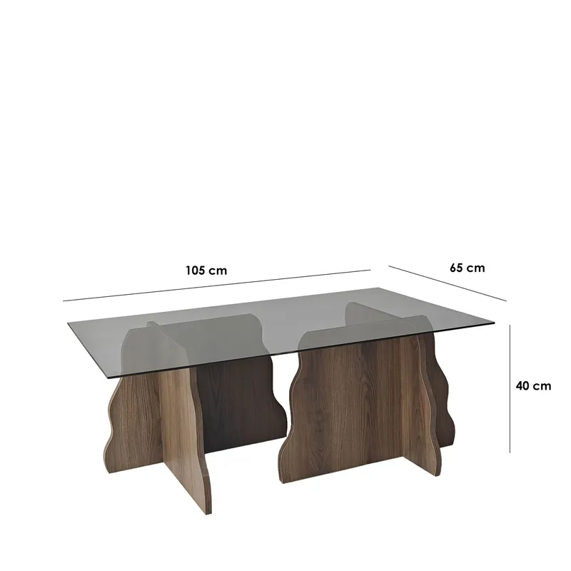 Zevric Soffbord 65x105 cm Rektangulär Glas - Valnöt Och Rökt - Möbler - Bord & matgrupper - Soffbord