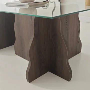 Zevric Soffbord 65x105 cm Rektangulär Glas - Valnöt Och Transparent - Möbler - Bord & matgrupper - Soffbord