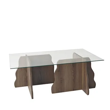 Zevric Soffbord 65x105 cm Rektangulär Glas - Valnöt Och Transparent - Möbler - Bord & matgrupper - Soffbord