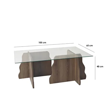 Zevric Soffbord 65x105 cm Rektangulär Glas - Valnöt Och Transparent - Möbler - Bord & matgrupper - Soffbord