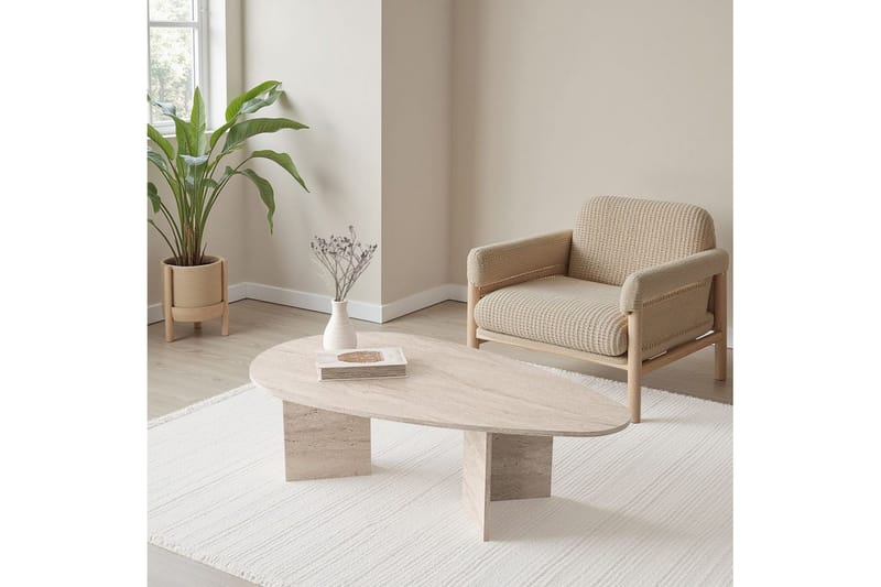 Zeyra Soffbord 139,5 cm - Travertine - Möbler - Bord & matgrupper - Soffbord