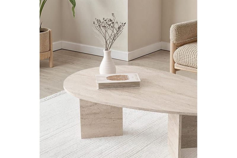 Zeyra Soffbord 139,5 cm - Travertine - Möbler - Bord & matgrupper - Soffbord
