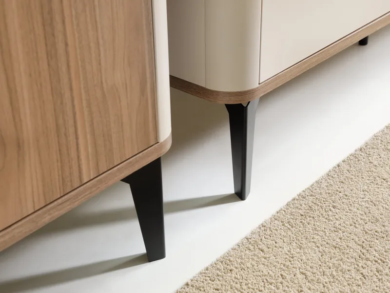 Zeyrin Möbelset vardagsrum - Skänk + Vitrinskåp + Matbord 120 cm - Brun|beige - Möbler - Möbelset - Möbelset för vardagsrum