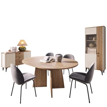 Zeyrin Möbelset vardagsrum - Skänk + Vitrinskåp + Matbord 120 cm - Brun|beige - Möbler - Möbelset - Möbelset för vardagsrum
