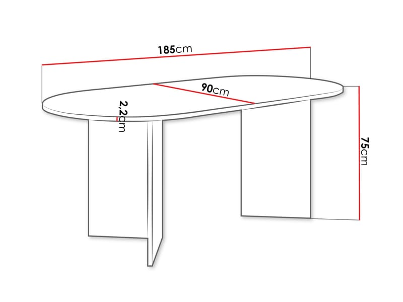 Zyleron Matbord oval 185 cm - Beige - Möbler - Bord & matgrupper - Matbord & köksbord