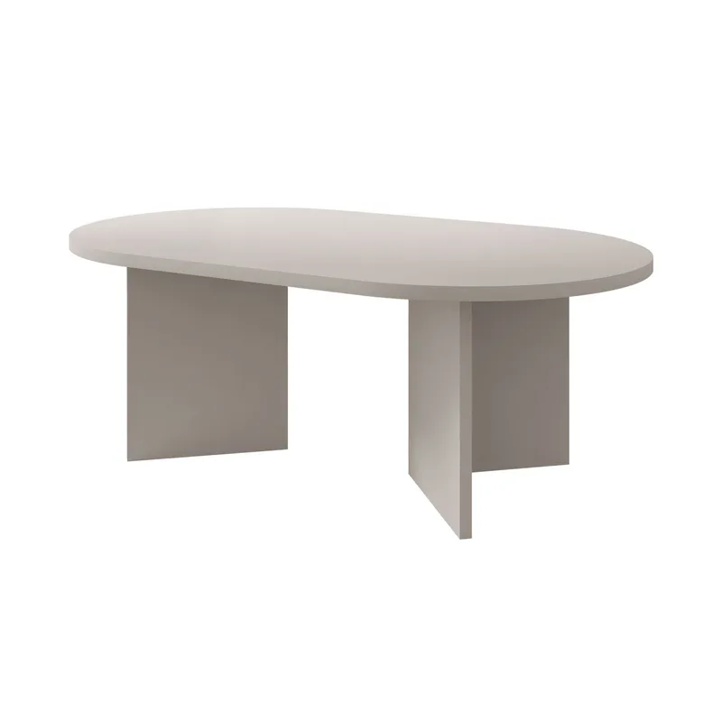 Zyleron Ovalt Soffbord 110x65 cm med Ljust Träutseende och Panelben, Beige