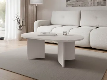 Zyleron Ovalt Soffbord 110x65 cm med Ljust Träutseende och Panelben - Beige - Möbler - Bord & matgrupper - Soffbord