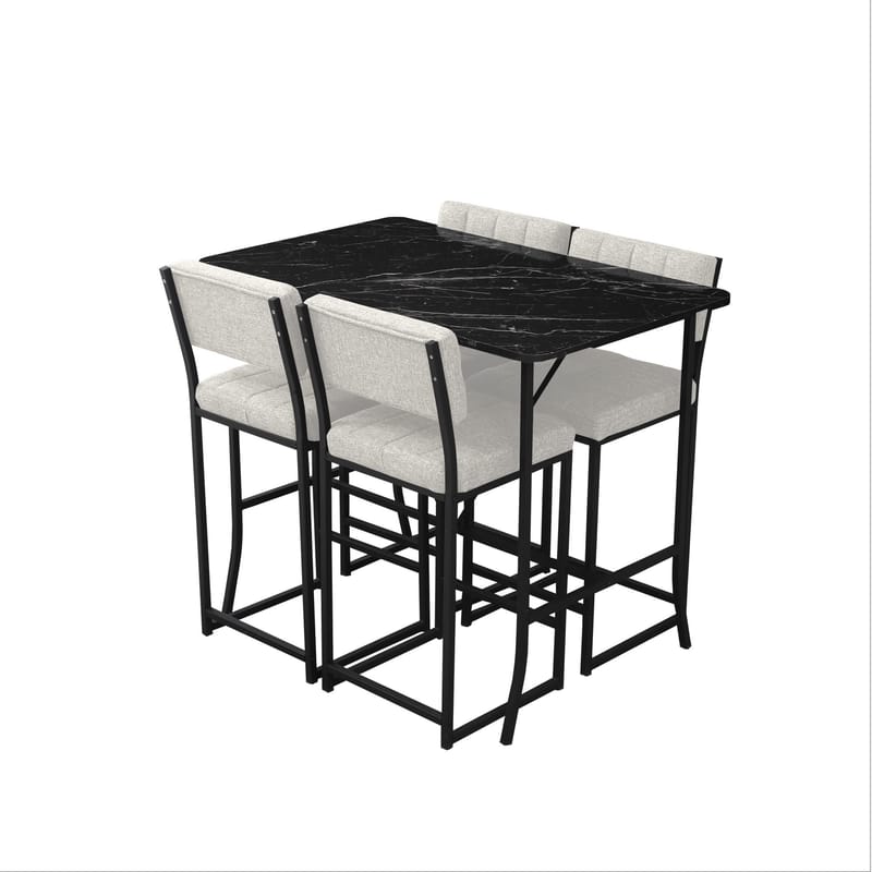 Cenanwesh Bargrupp Bord + 4 stolar - Kräm Svart - Möbler - Bord & matgrupper