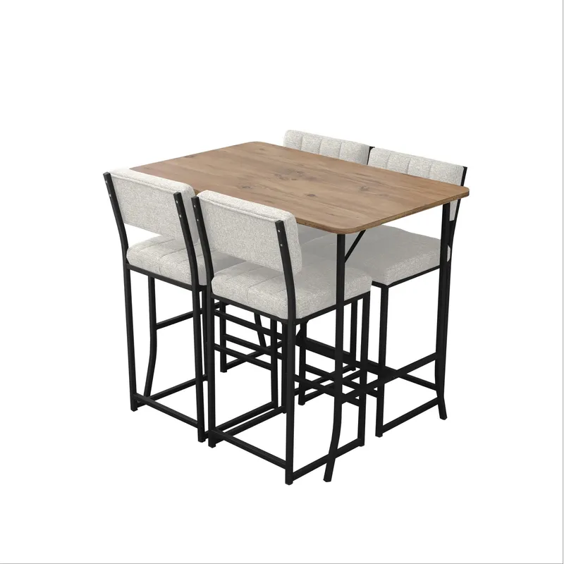 Cenanwesh Bargrupp Bord + 4 stolar - Kräm Valnöt - Möbler - Bord & matgrupper