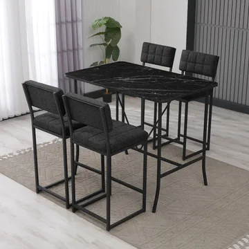 Cenanwesh Bargrupp Bord + 4 stolar - Antracit/Svart - Möbler - Bord & matgrupper